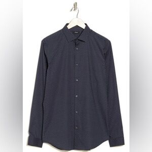 Theory All Over Dot Print Cedrick Sport Shirt in Navy Size 16 R $195